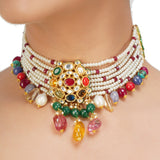 NAVRATNA KUNDAN CHOKER NECKLACE SET