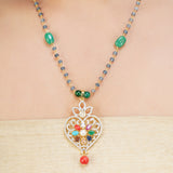 NAVRATNA FLOWER PENDANT SET