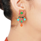 NAVRATNA GOLD PLATED PAN NECKLACE SET