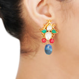 NAVRATNA FLOWER PENDANT SET