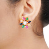 NAVRATNA FLOWER PENDANT SET