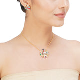 NAVRATNA ROUND PENDANT SET