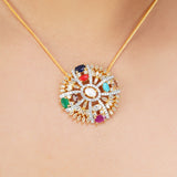 NAVRATNA ROUND PENDANT SET