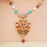 NAVRATNA GOLD PLATED  PENDANT SET