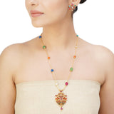NAVRATNA PYRITE PENDANT SET