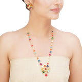 NAVRATNA SQUARE PENDANT SET