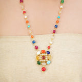 NAVRATNA SQUARE PENDANT SET