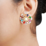 NAVRATNA FLOWER PENDANT SET
