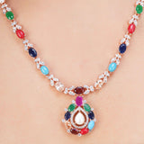 NAVRATNA PAN ROSE NECKLACE SET