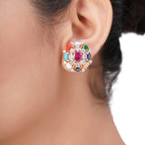 NAVRATNA GOLD PLATED  PENDANT SET