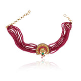 Gold Plated  Kundan Red Choker Necklace set