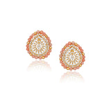 Gold Plated Zircon Red Pink Coral Necklace Set
