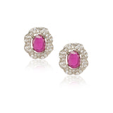 Silver Plated Zircon Tourmaline Pendant Necklace Set
