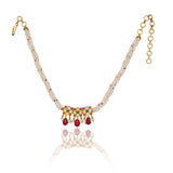 Gold Plated Kundan Flower Pearl Choker Set