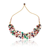 Gold Plated Navrattan Bead Choker Necklace Set