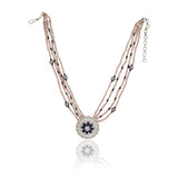 Silver Plated Zircon Iolite Rose Quartz Necklace Set