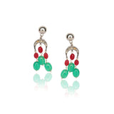 Silver Plated Kundan Green Onyx Necklace Set