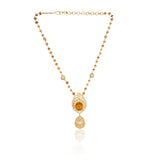 Gold Plated Zircon Carved Citrine Quartz Necklace Set