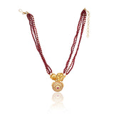 Gold Plated Kundan Zircon Peacock Ruby Necklace Set