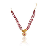 Gold Plated Kundan Zircon Peacock Ruby Necklace Set