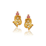 Gold Plated Kundan Zircon Peacock Ruby Necklace Set