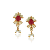 Gold Plated Red Kundan Fluorite Choker Necklace Set