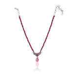 Silver Plated Zircon Tourmaline Pendant Necklace Set
