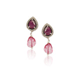 Silver Plated Zircon Tourmaline Pendant Necklace Set