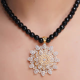 HEERA ZIRCON FLOWER PENDANT SET