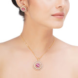 HEERA GOLD PLATED ROUND PENDANT SET