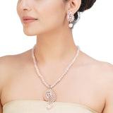 HEERA ROSE PLATED ZIRCON PENDANT SET
