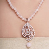HEERA ROSE PLATED ZIRCON PENDANT SET