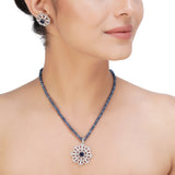 HEERA FLOWER SILVER PENDANT SET