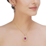 HEERA FLOWER ZIRCON PENDANT SET