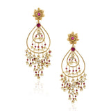 GOLD PLATED SHRUTIPAT RED KUNDAN EARRINGS