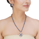 HEERA SILVER PLATED PENDANT SET