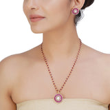 HEERA GOLD PLATED ROUND PENDANT SET