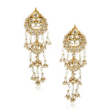 GOLD PLATED TEEJ WHITE KUNDAN EARRINGS
