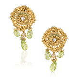 GOLD PLATED SHRUTIPAT GREEN KUNDAN EARRINGS