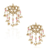 GOLD PLATED TEEJ PINK KUNDAN EARRINGS