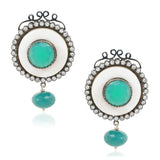 SILVER PLATED SHRUTIPAT GREEN ZIRCON EARRINGS