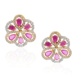 GOLD PLATED SHRUTIPAT RUBY STUD EARRINGS