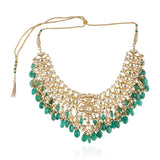 GOLD PLATED TEEJ GREEN KUNDAN NECKLACE SET
