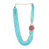 GOLD PLATED TEEJ TURQUOISE KUNDAN NECKLACE