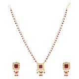 SHAGUN SQUARE KUNDAN PENDANT SET