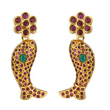 NAVRATNA FISH GOLD PLATED NECKLACE SET