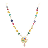 NAVRATNA ROUND PYRITE PENDANT SET