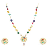 NAVRATNA ROUND PYRITE PENDANT SET