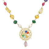 NAVRATNA ROUND PYRITE PENDANT SET