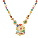 NAVRATNA  SQUARE NECKLACE SET